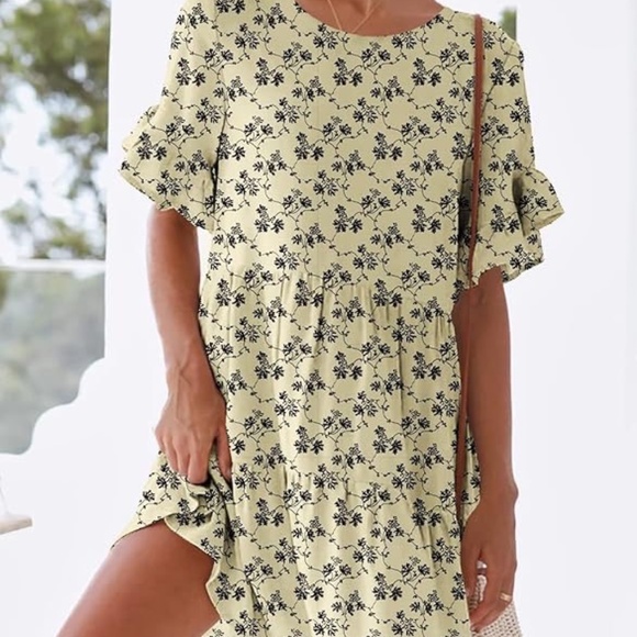 nclook Womens Summer Casual Dresses Sweet Cute Crew Neck Mini Dress with Pockets - Picture 1 of 6